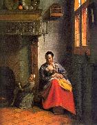 Pieter de Hooch Woman Nursing an Infant oil on canvas